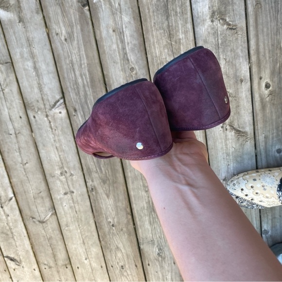 Ugg Sherpa Lined Ballet Flats Size 10 Burgundy - Picture 6 of 8